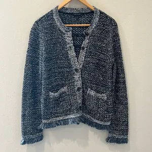 Ann Taylor Metallic Knit Sweater Blazer | Size Small thumbnail 1
