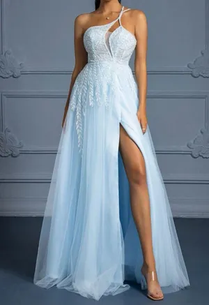 PromGirl Gorgeous Baby Blue Sequin Formal Gown thumbnail 3