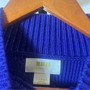Anthropologie Maeve Kiara Textured Mock Neck Sweater‎ Merino Wool Purple Size XS thumbnail 5