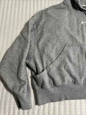 Nike Heather Gray Cropped Pullover Hoodie thumbnail 3