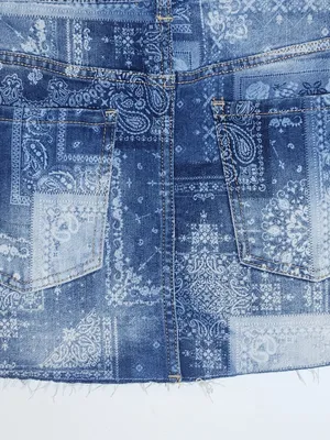 No Boundaries Bandana Patchwork Print Low Rise Denim Mini Skirt Size Medium thumbnail 4