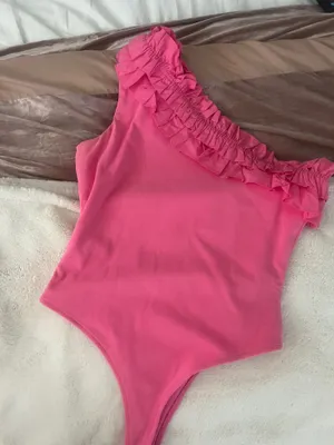 Endless Rose One Shoulder Pink Ruffle Bodysuit thumbnail 2