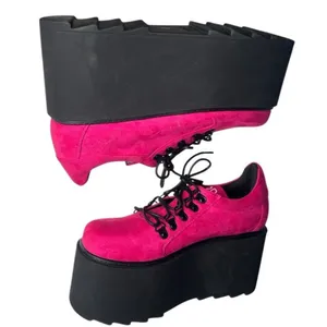 LA MODA Hot Pink Platform Shoes Touch The Sky Sneakers Vegan Suede Size 10 US 8 thumbnail 7