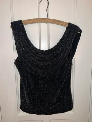vintage sparkly black top Size M thumbnail 4
