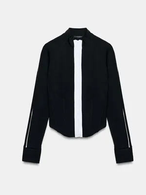 Zara NWT 2 piece matching lounge SET black & white strip pants & zip jacket thumbnail 5