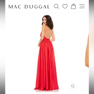 Mac Duggal Red Halter Maxi Dress with High Slit thumbnail 2