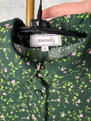 rihoas green floral button up midi dress sleeve size s thumbnail 8