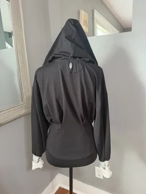 Free People Movement Black Double Corset Knit Cuffs Full Zip Hooded Jacket Medium. thumbnail 5