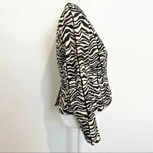 Calvin‎ Klein Blazer Size 4 Black Cream Zebra Animal Print Executive Sleek Retro thumbnail 3