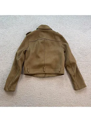 Zara Basic Brown Faux Suede Cropped Moto Biker Jacket Womens S Asymmetrical Zip thumbnail 2