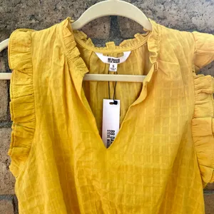NEW BB Dakota Revolve Are You Frill‎ Top Yellow Size NWT Flirty Ruffle S Cottage thumbnail 4
