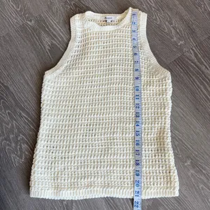 Madewell Crochet Knit Sweater Top Small White Sleeveless Flaw thumbnail 7