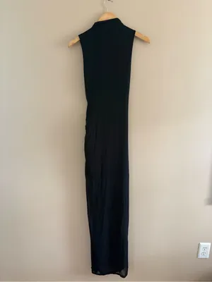 Lulus Renowned Glamour Black Mesh Mock Neck Maxi Dress Size Medium Formal Sheer thumbnail 6