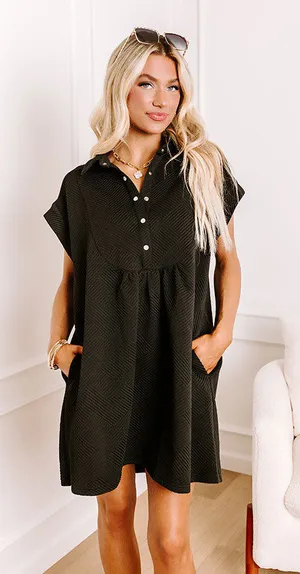Entro Quilted Relaxed Fit Button-Detail Mini Dress thumbnail 1