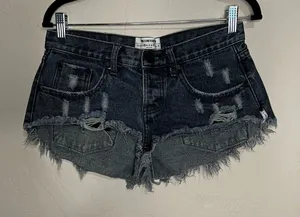 One X One Teaspoon For Free People Bonitas Low Rise Button Fly Raw‎ Hem Shorts thumbnail 1