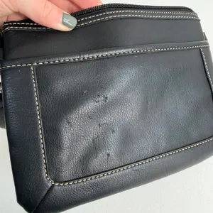 CHAPS Avery black convertible woven pocket zip faux leather wristlet crossbody‎ thumbnail 4