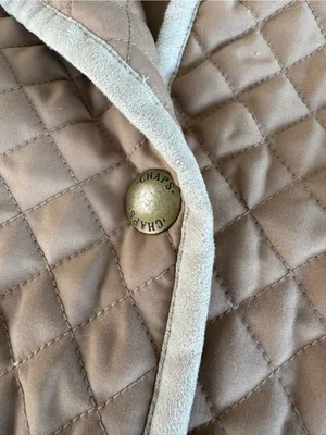 CHAPS Khaki Taupe Ivory Trim Quilted Lightweight Jacket Size Large thumbnail 8