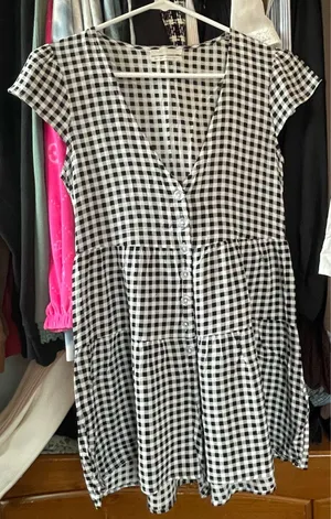 Urban Outfitters B&W Gingham Romper thumbnail 1