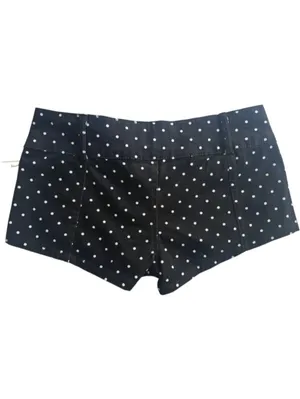 Polka Dot Black White Waistband With Belt Loops Low Rise shorts Women Size M thumbnail 2