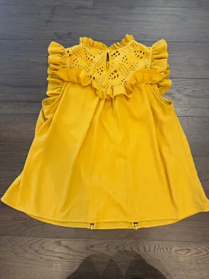 love J Mustard Yellow Eyelet Sleeveless Ruffle Top Size Large - C58-031 thumbnail 6