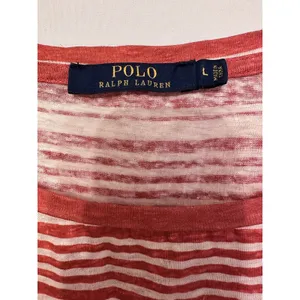 Polo Ralph Lauren Red Cream Stripe Linen 3/4 Sleeve Boat Neck Shirt Size Large‎ thumbnail 4