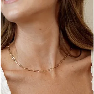 Stainless Steel Paper Clip Necklace Charm Pendant Holder Silver Plated Unisex thumbnail 1