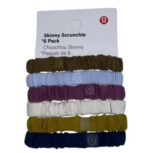 6 Pack Lululemon Skinny Scrunchie Artifact Pastel Blue Vintage Plum White Opal…. thumbnail 4