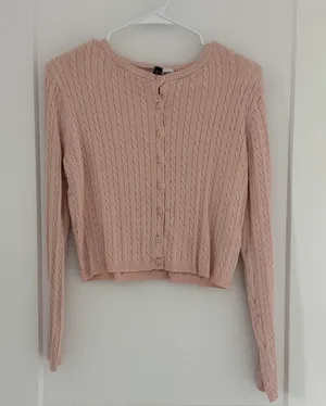 Light Pink Cable Cardigan  thumbnail 1