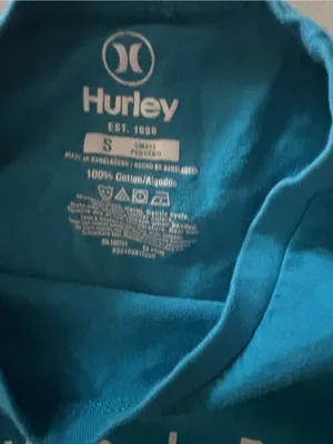 Hurley Teal Cropped Logo Tee with Stripes thumbnail 2