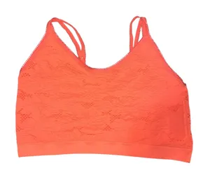 Women’s Neon Orange Lace Bralette thumbnail 1