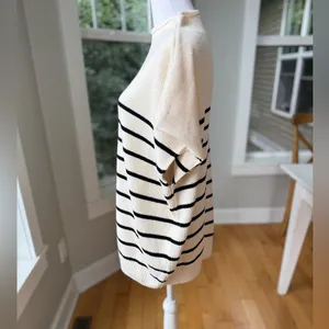 She + Sky Ivory Black Striped Run the Course Sleeveless Knit Top Size 1X NWT thumbnail 2