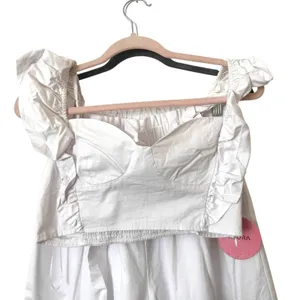 AZURA‎ Wide Leg Crop Top Cotton Set White Medium thumbnail 4