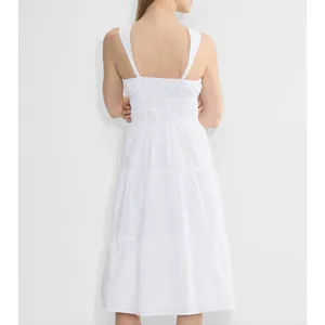 Aritzia Sunday Best Martine Cotton Poplin White Tiered Midi Dress NWT Size XS thumbnail 3