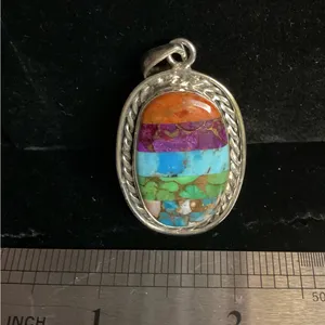 Vibrant Rainbow of Spiny Oyster,Purple Mohave,Turquoise,Green Mohave,Gold Dahlia thumbnail 2