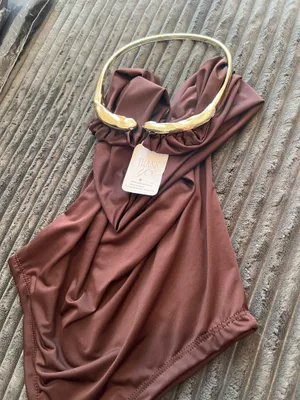 Boutique Luxury Gold Hardware Cowl Neck Bodysuit - Chocolate Brown "Old Money" Style thumbnail 3
