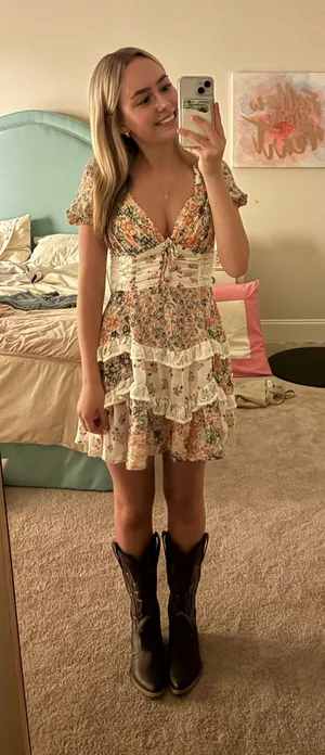 Altar'd State Floral Patchwork Mini Dress thumbnail 1