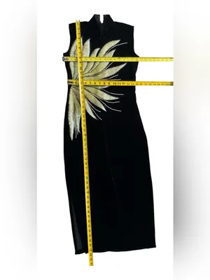 Unbranded Vintage 80s Beaded Soft Velvet Dress, Starburst Sequin Gown thumbnail 13