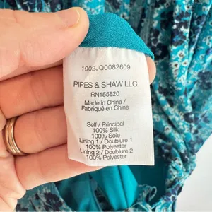 Veronica Beard Becky Ruched Silk Mini Dress in‎ Turquoise Floral Size 2 thumbnail 10