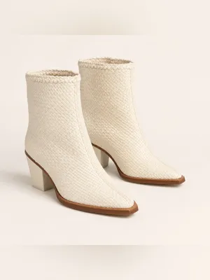 Miista Bondi Off White Woven Leather Western Ankle Boots Size US 7.5 $390 thumbnail 2
