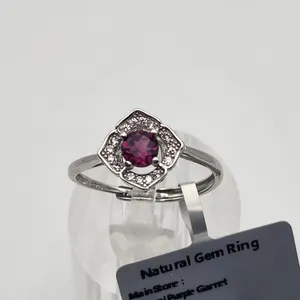 NWT Sterling Silver & Natural Purple Garnet Adjustable Ring thumbnail 1