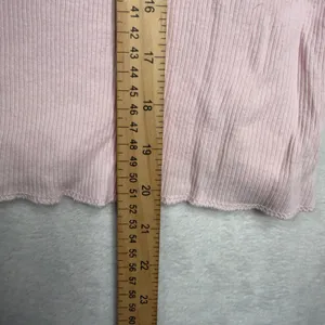 Y2K Vintage Old Navy Size M Long Sleeve Pink Frosty Ribbed Graphic Top 427411 thumbnail 11