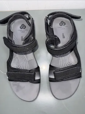 Clarks Cloudsteppers Black Gray Sport Sandals thumbnail 2