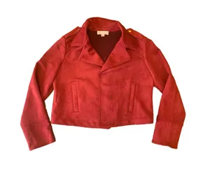 Women's Philosophy Republic Clothing Dark Red Faux Suede Jacket Size M thumbnail 1