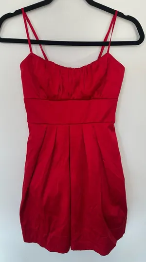 Ruby Rox Red Spaghetti Strap Ruched Empire Waist Mini Dress Size 3 thumbnail 1