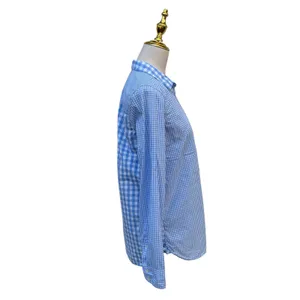J.Crew Boy Shirt 8‎ Blue White Mixed Gingham Check Button Down Cotton Preppy thumbnail 6
