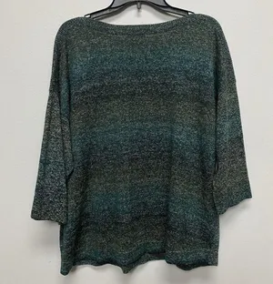 Croft & Barrow Knit Blouse Women 2X Green 3/4 Sleeve Preppy Casual Galaxy Stripe thumbnail 5