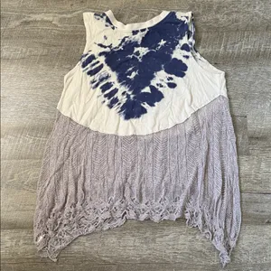Free People Tie-Dye Sleeveless Top with Crotchet Hem Size Medium thumbnail 4