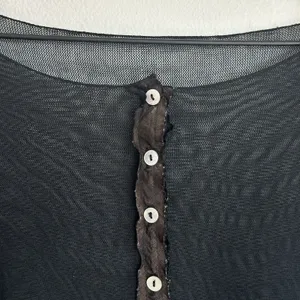Vintage Y2K Sheer Mesh Black Cropped Cardigan Top Lettuce Hem Vamp Goth Witchy thumbnail 6