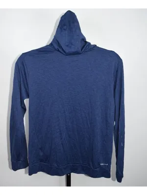 Nike Dri-Fit L Hoodie Women's Navy Blue Heathered Big Swoosh Logo Pullover thumbnail 3
