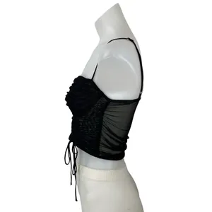 Princess Polly Black Mesh Sheer Sleeveless Bustier Corset Tie Crop Top Size S thumbnail 2